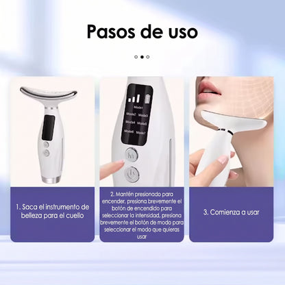 Masajeador facial y de cuello con luz LED