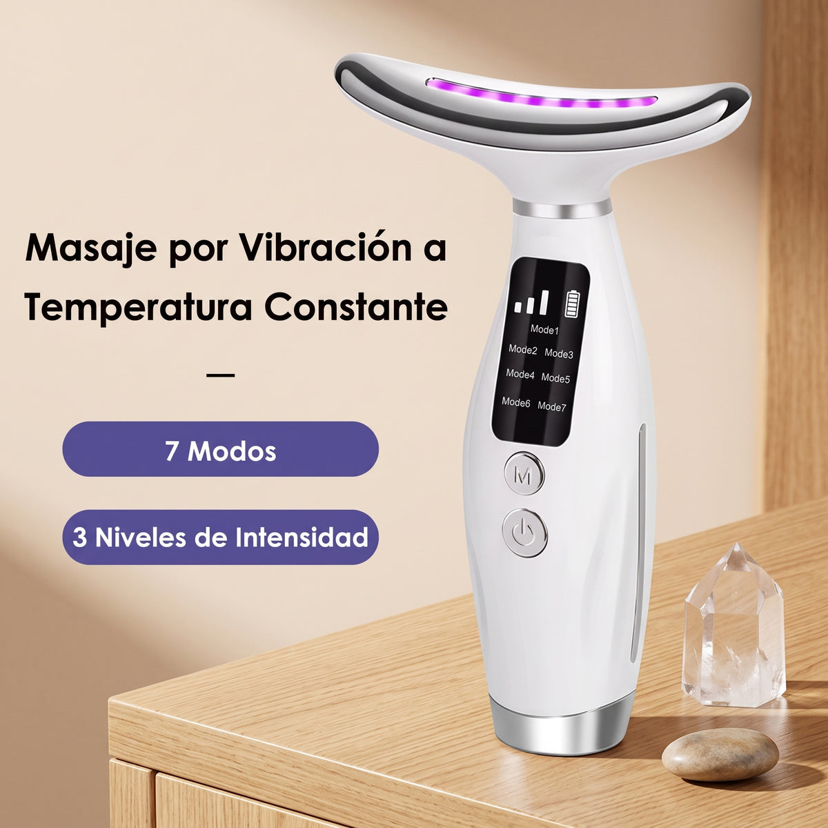 Masajeador facial y de cuello con luz LED