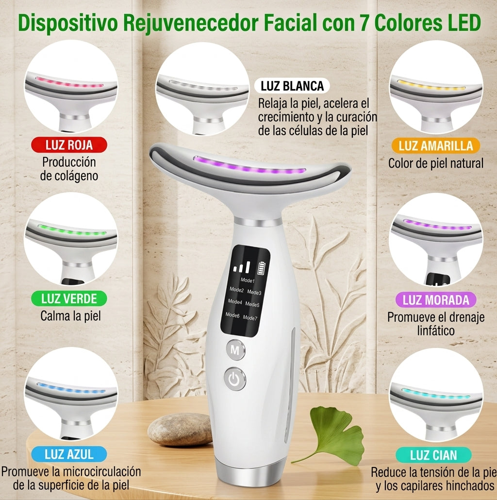 Masajeador facial y de cuello con luz LED