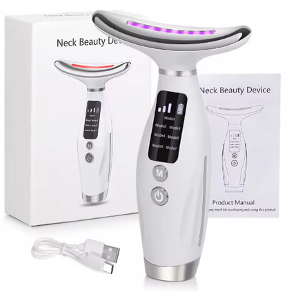 Masajeador facial y de cuello con luz LED