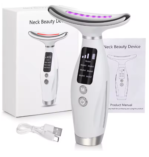 Masajeador facial y de cuello con luz LED